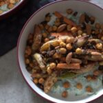 Vegan Tzatziki Bowl on a table shot from above
