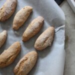 gluten free sponge fingers on a tray shot from above