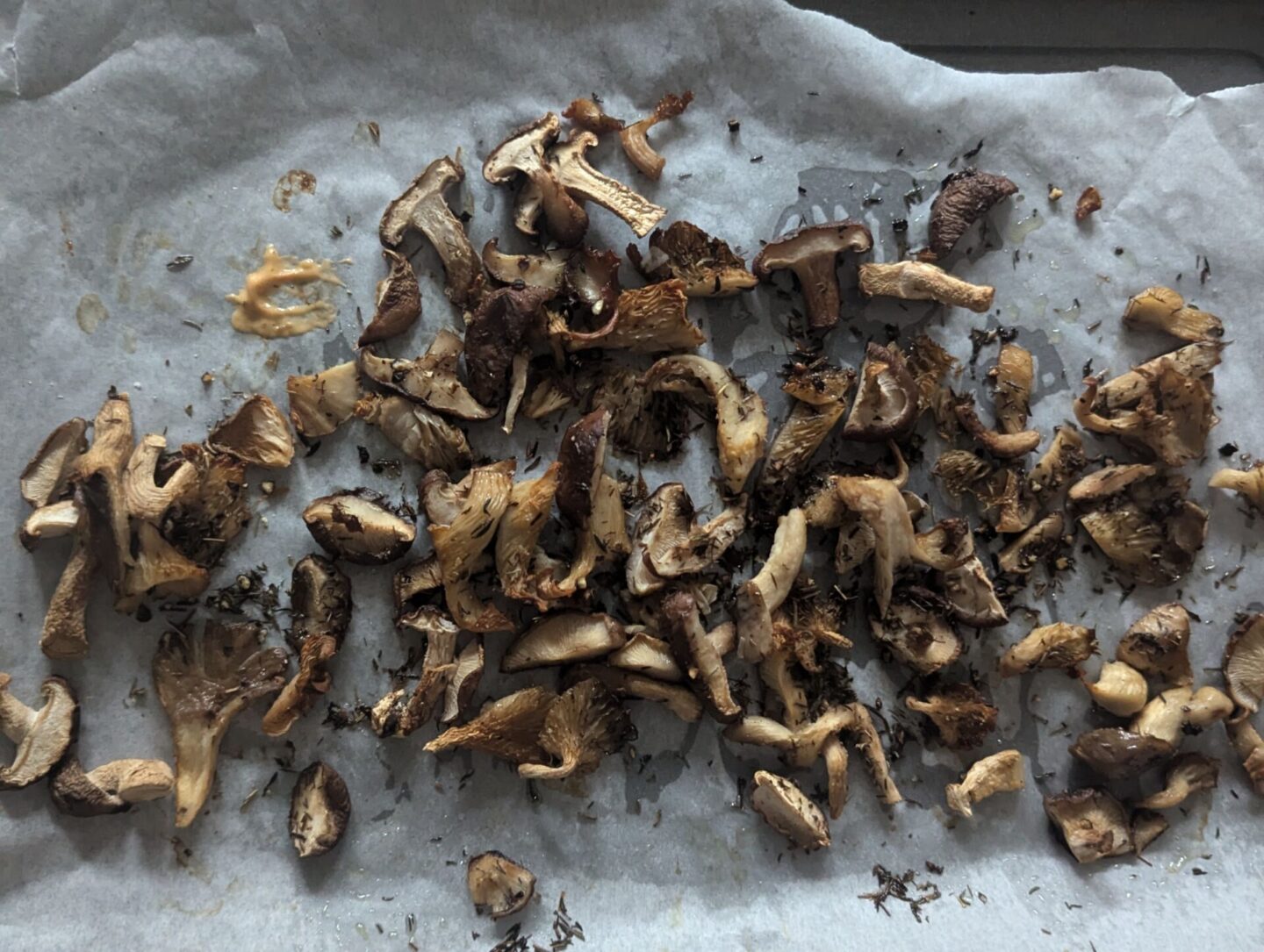 tray of roasted wild mushrooms