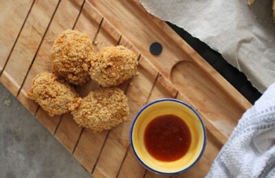 winter vegetable nuggets on a wooden board
