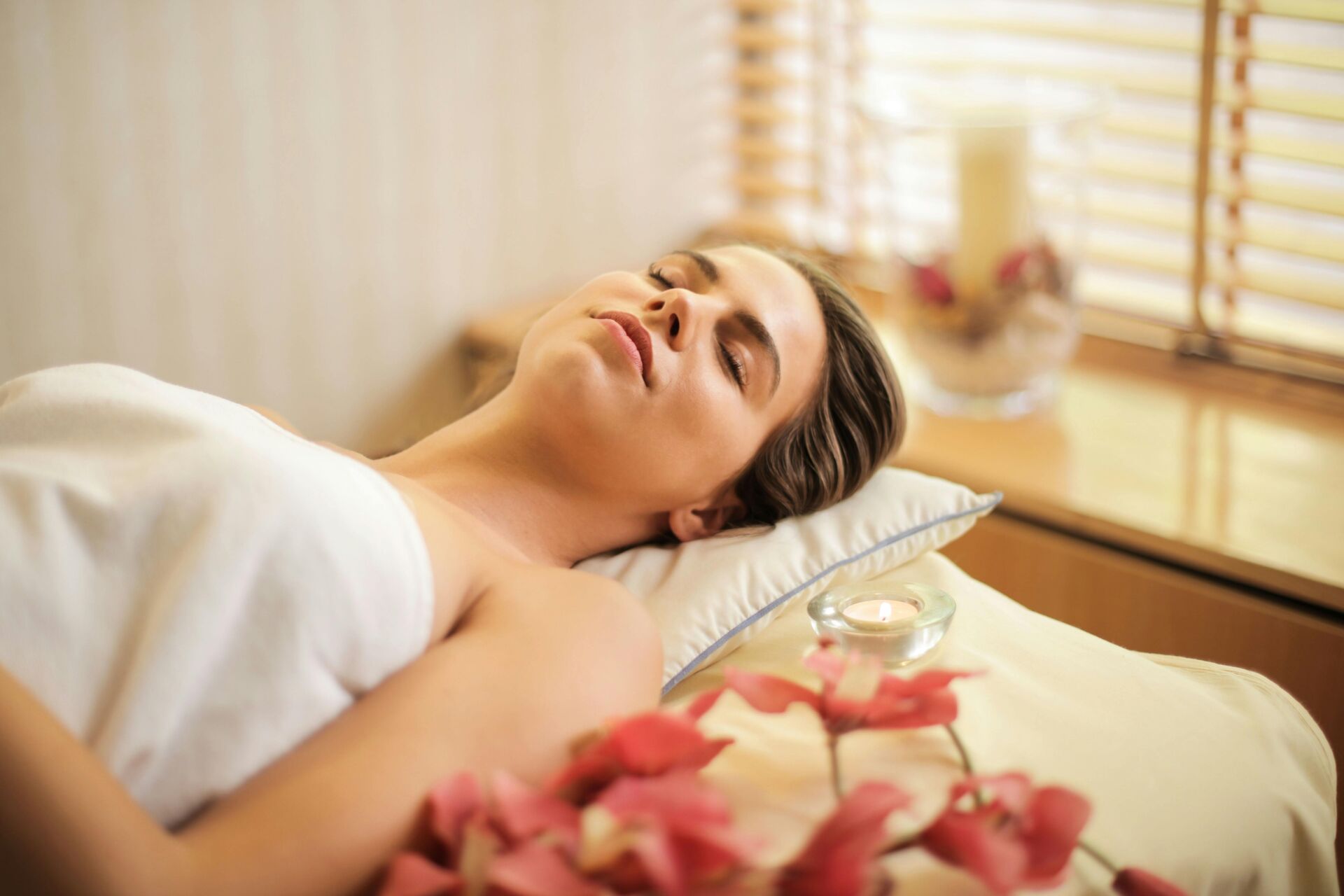 woman relacing on a massage table