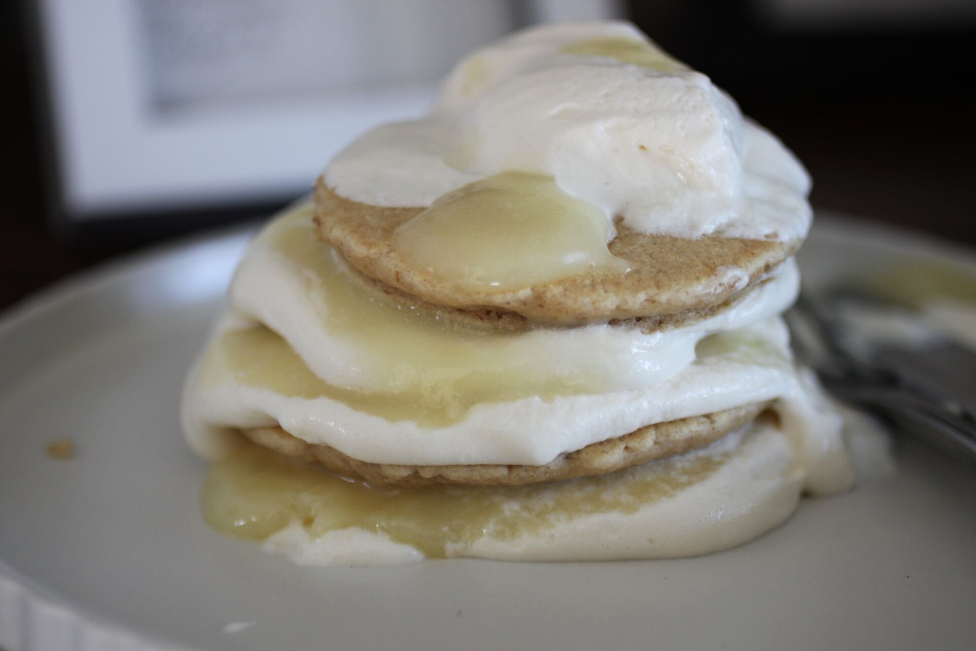 lemon tiramisu pancakes on a plate