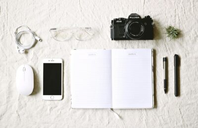 photo of notebook with camera and accessories