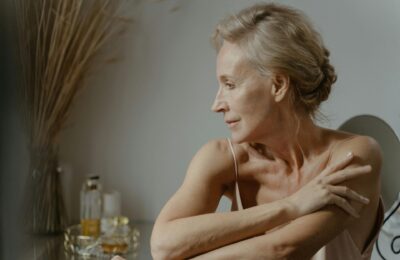 older woman getting ready
