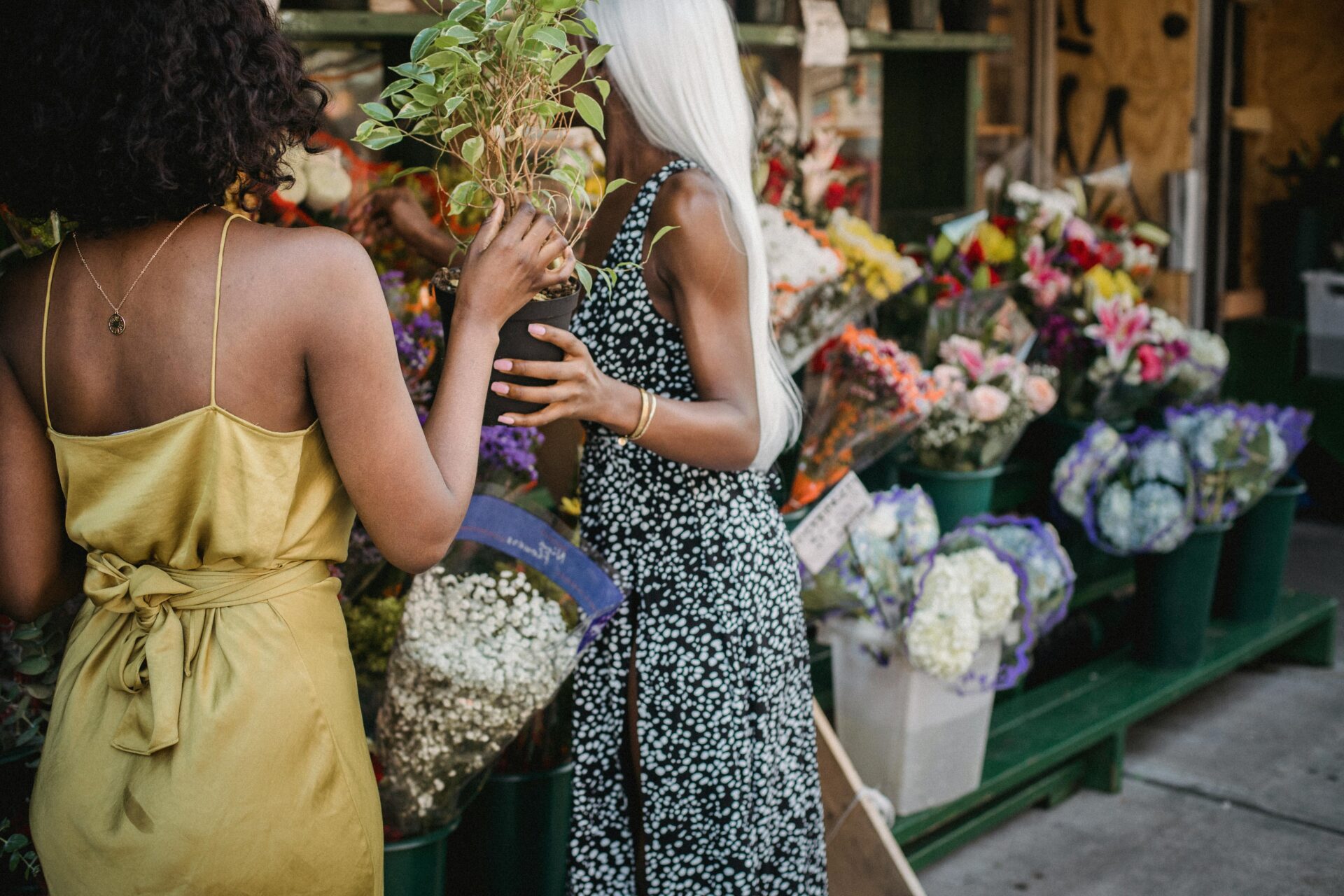 two women in summer dresses