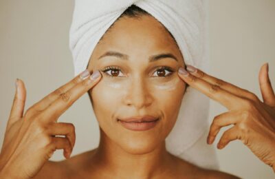 woman doing skincare routine