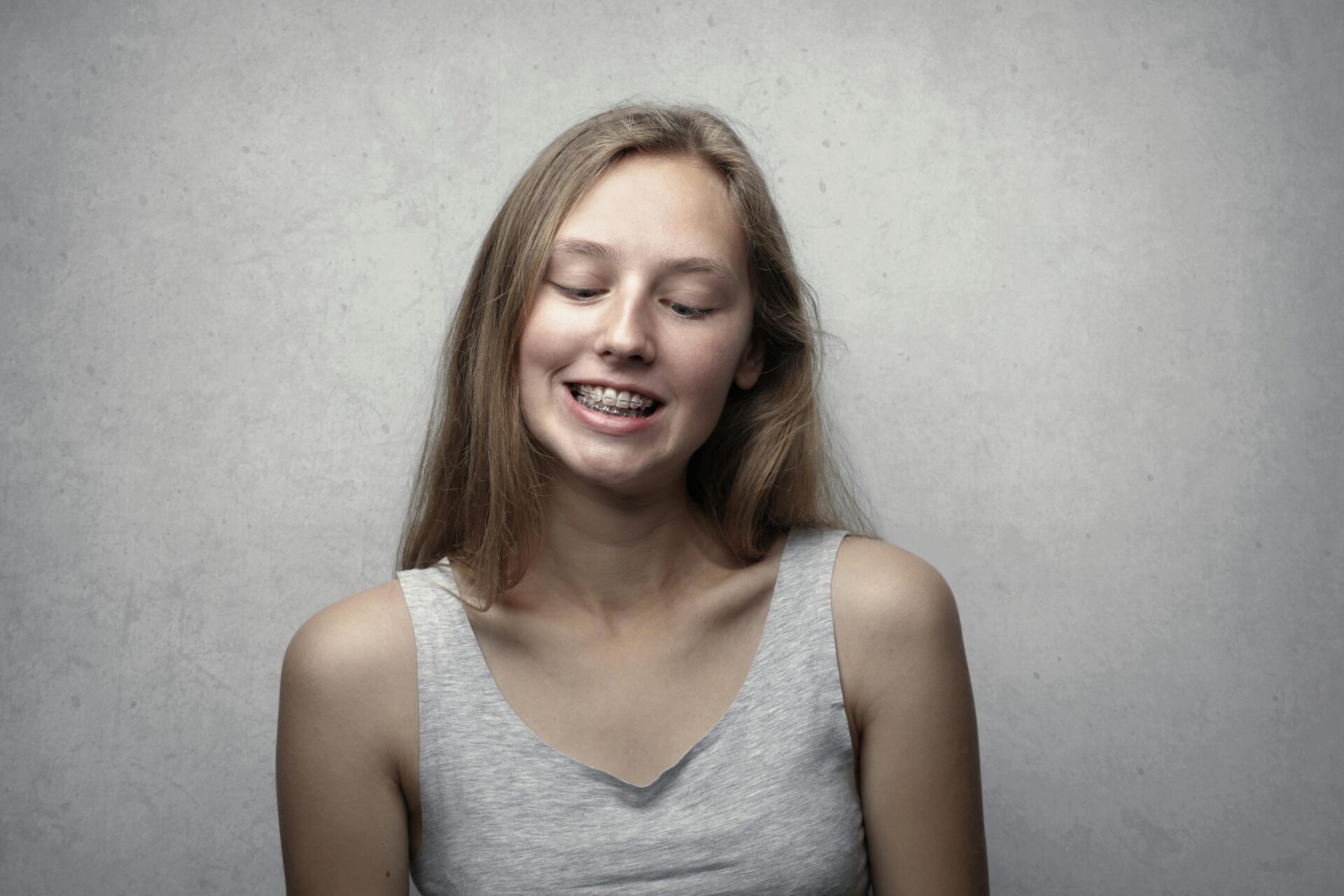 young woman with braces