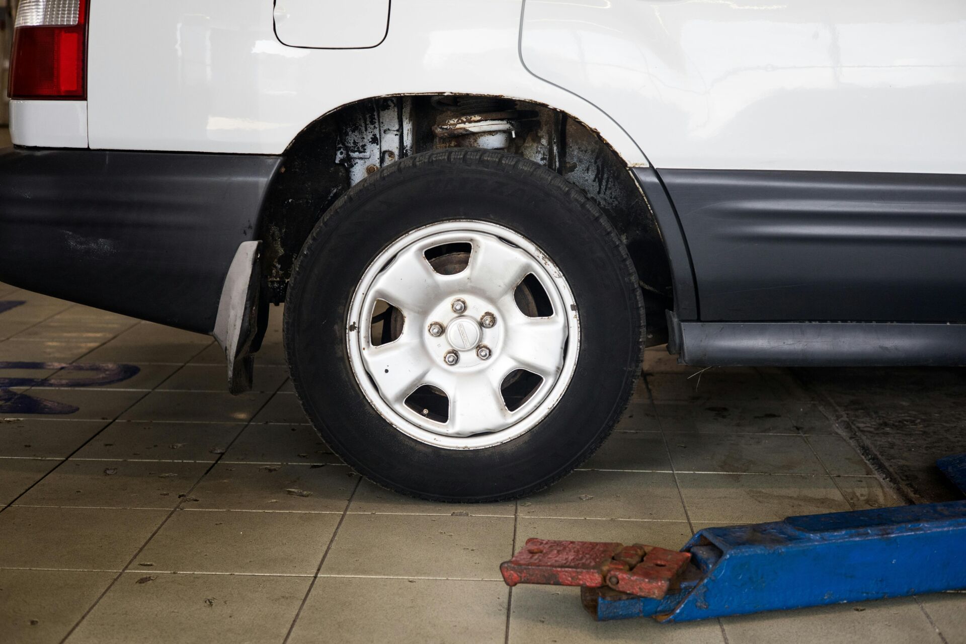 car getting serviced